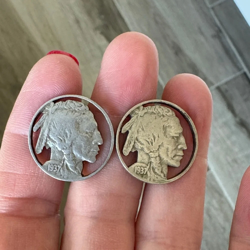 Vintage Buffalo Nickel Indian Head coin cuff links